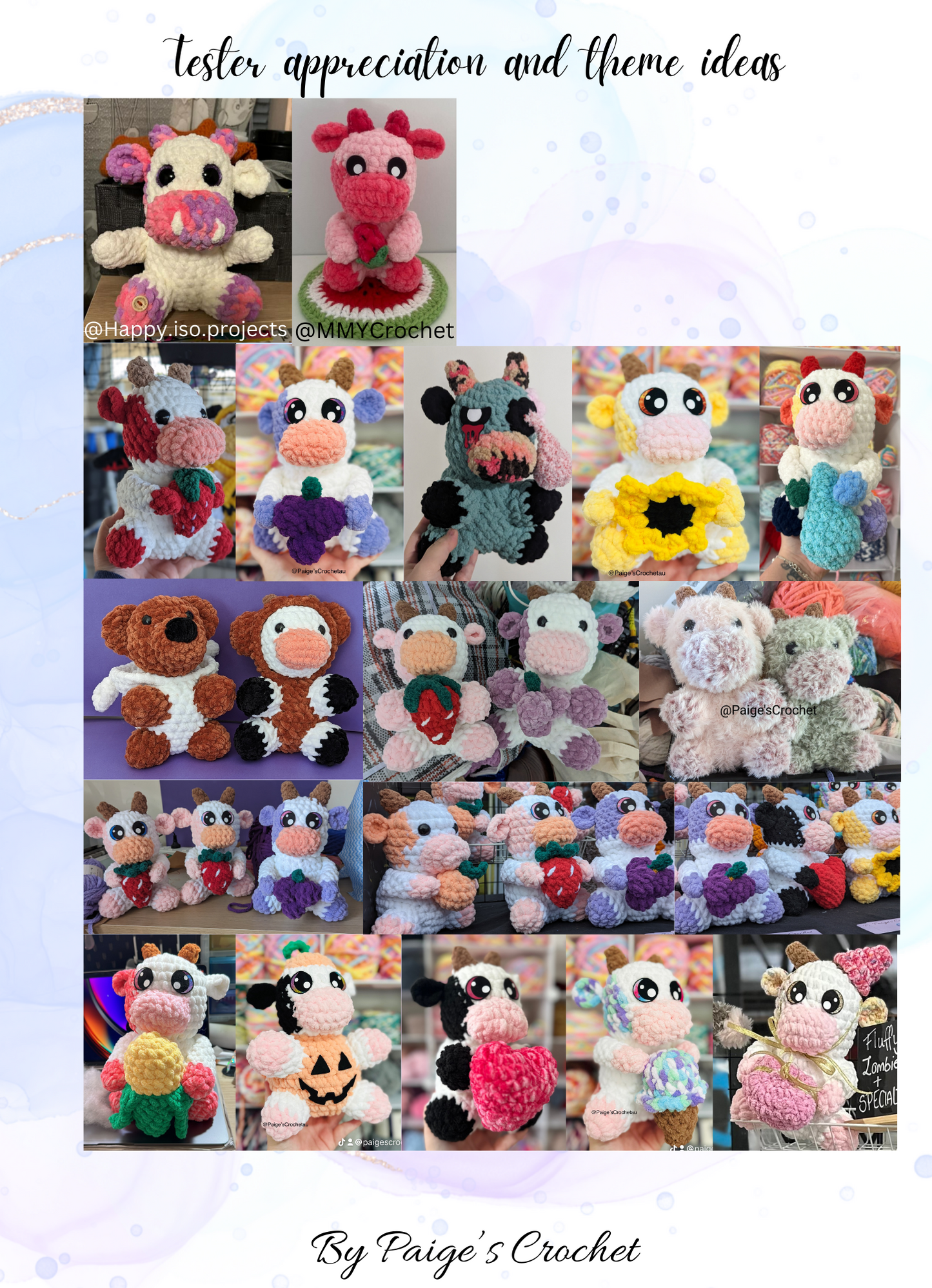 CROCHET PATTERN Cozy Cow- Strawberry - English - Not a physical item