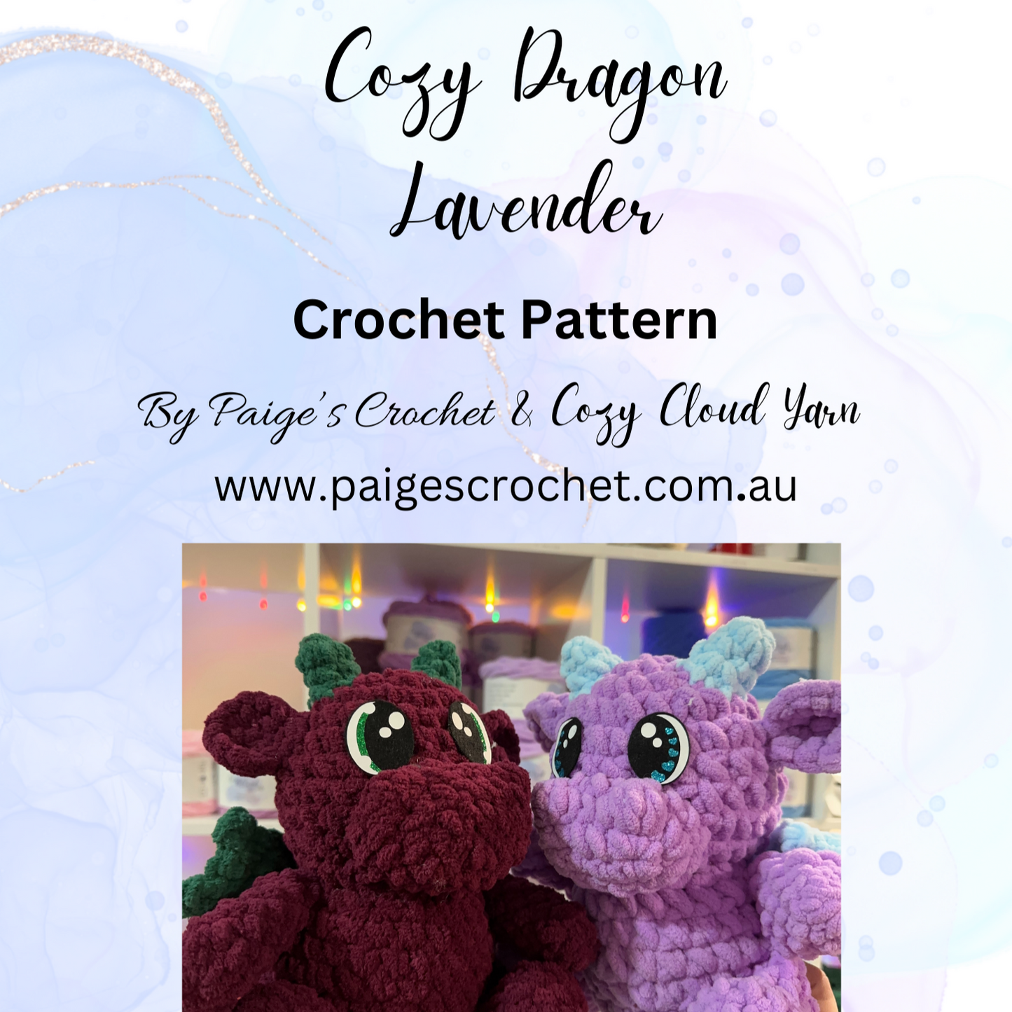 CROCHET PATTERN Cozy Dragon- Lavender