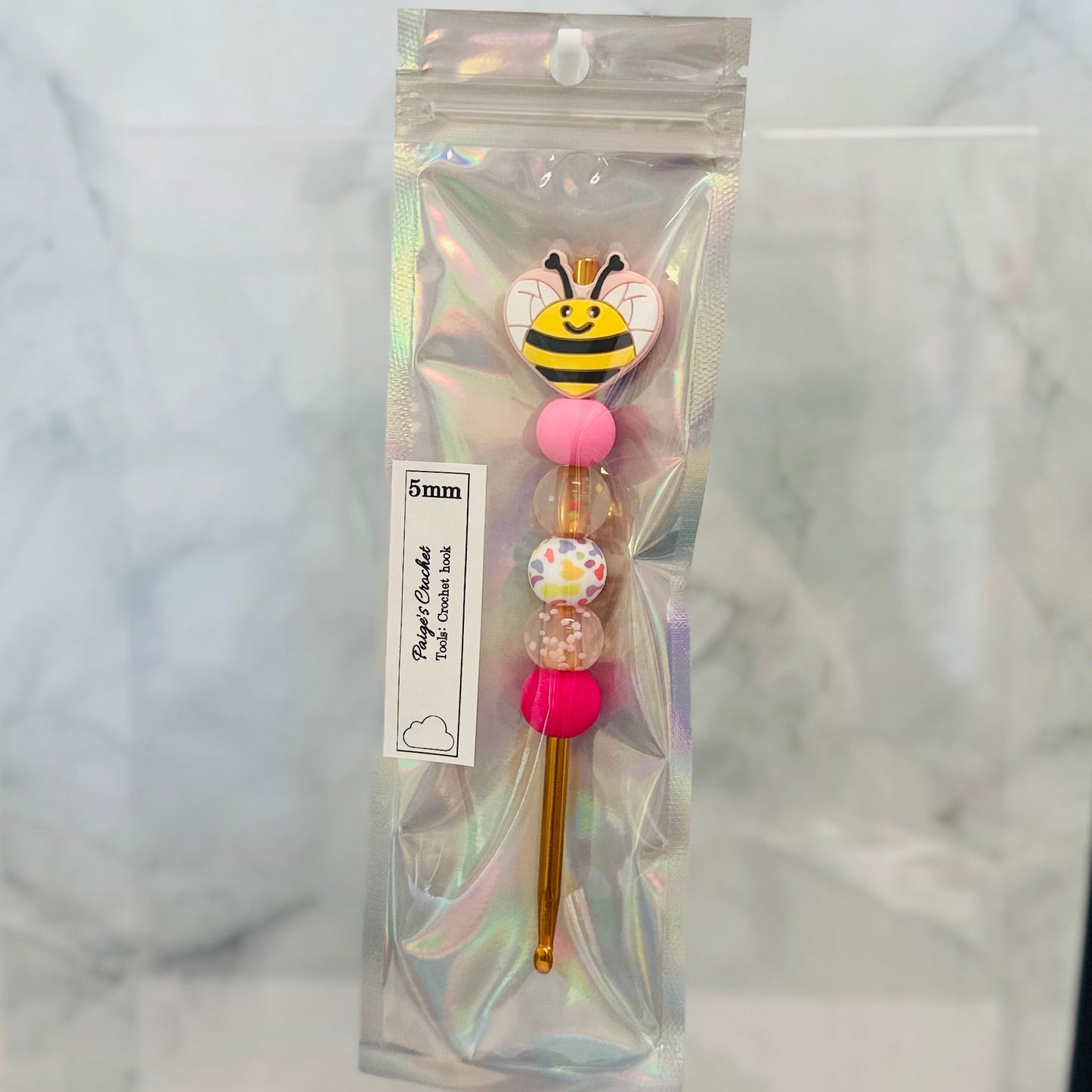 Silicone Bead ergonomic Crochet hook - 3mm - 5mm - Bee-loved