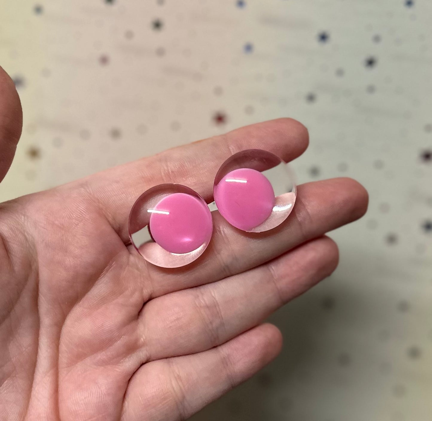 Off Centre Pink Pupil Sinker Safety eyes 5 pairs 25mm 5Pk Prism Plates included