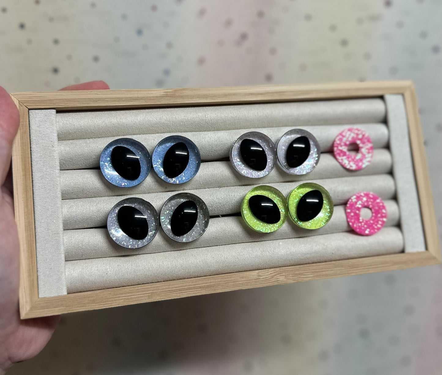Dragon/Cat/Alien Sinker Safety eyes 5 pairs 14mm -30mm - 5 Prism Plate options *NEW Pack size*