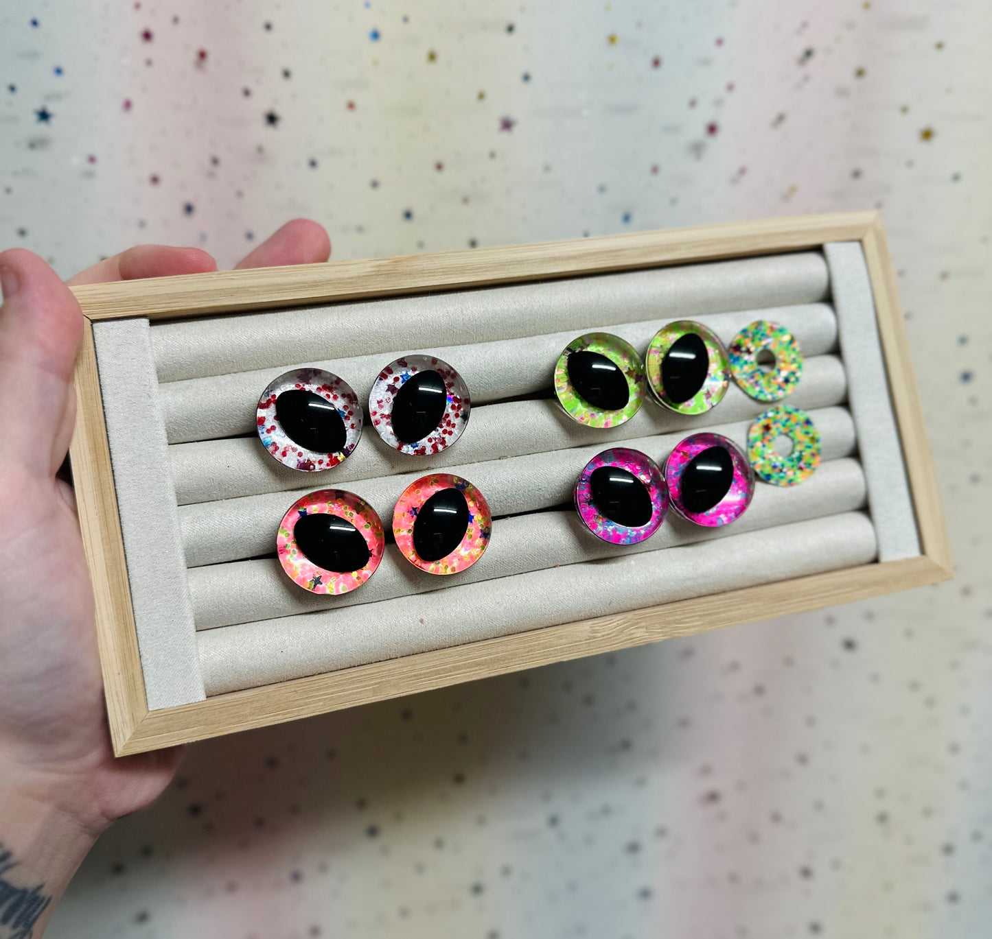 Dragon/Cat/Alien Sinker Safety eyes 5 pairs 14mm -30mm - 5 Prism Plate options *NEW Pack size*