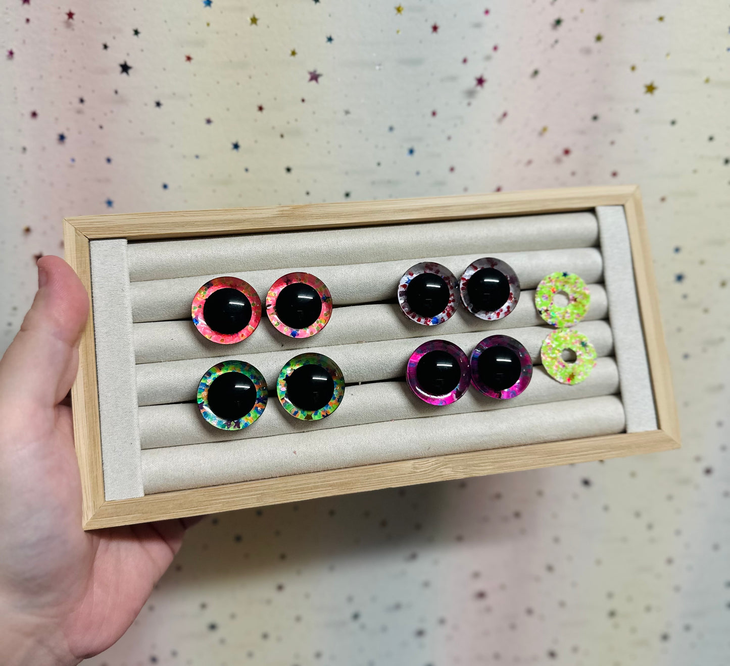 Centre Pupil Sinker safety eyes - 5 Pairs in sizes 10mm-35mm - Prism Plates 5pk *NEW Pack size*