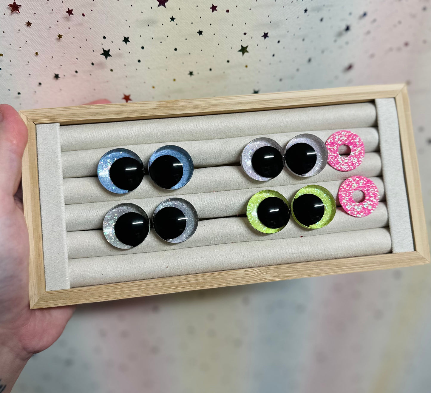 Off Centre Pupil Sinker Safety eyes 5 pairs 14-35mm- 5Pk Prism Plates included *NEW Pack Size*