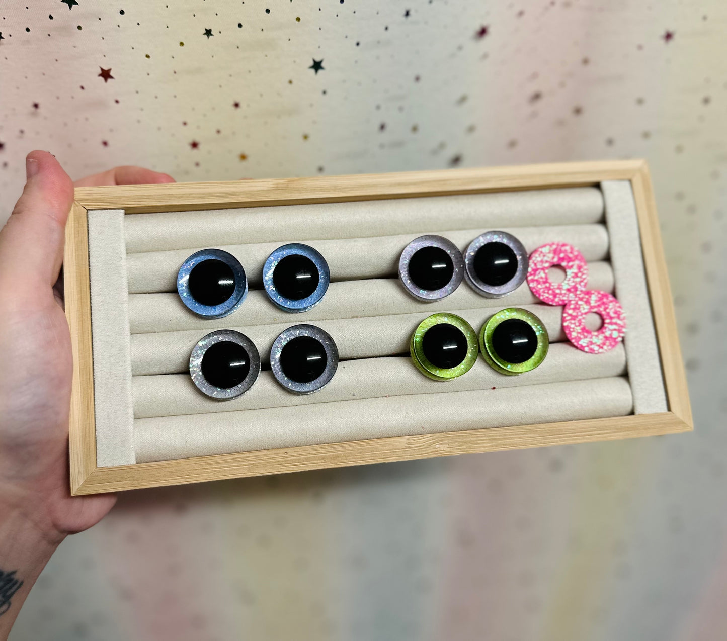 Centre Pupil Sinker safety eyes - 5 Pairs in sizes 10mm-35mm - Prism Plates 5pk *NEW Pack size*