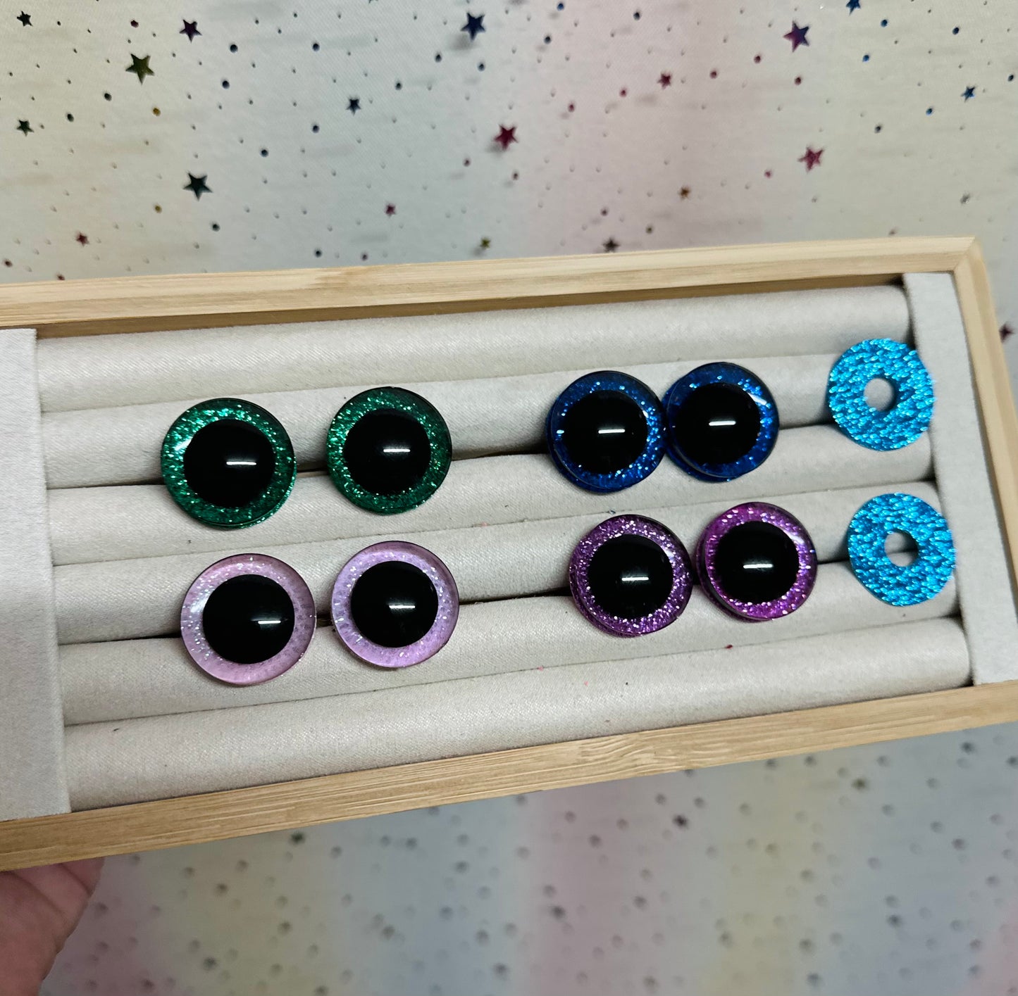 Centre Pupil Sinker safety eyes - 5 Pairs in sizes 10mm-35mm - Prism Plates 5pk *NEW Pack size*