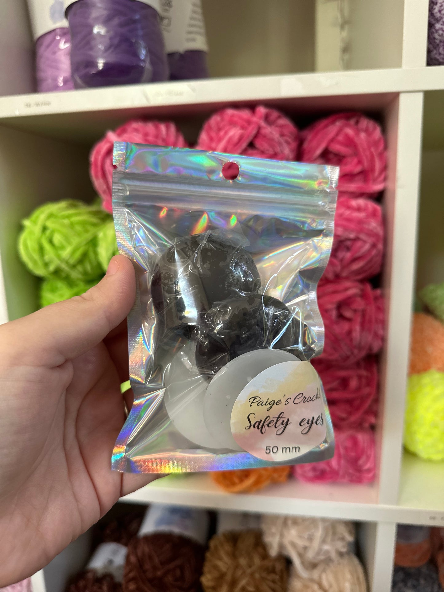 All black Safety eyes - 50mm - Single Pair