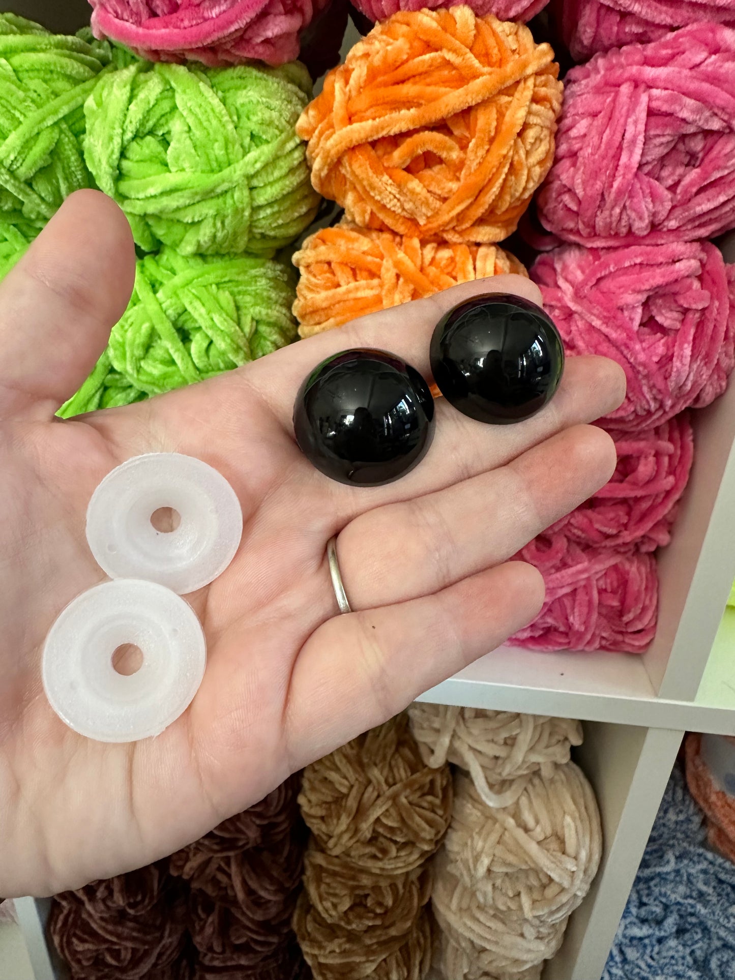 All Black safety eyes - 10 Pairs 6mm-30mm