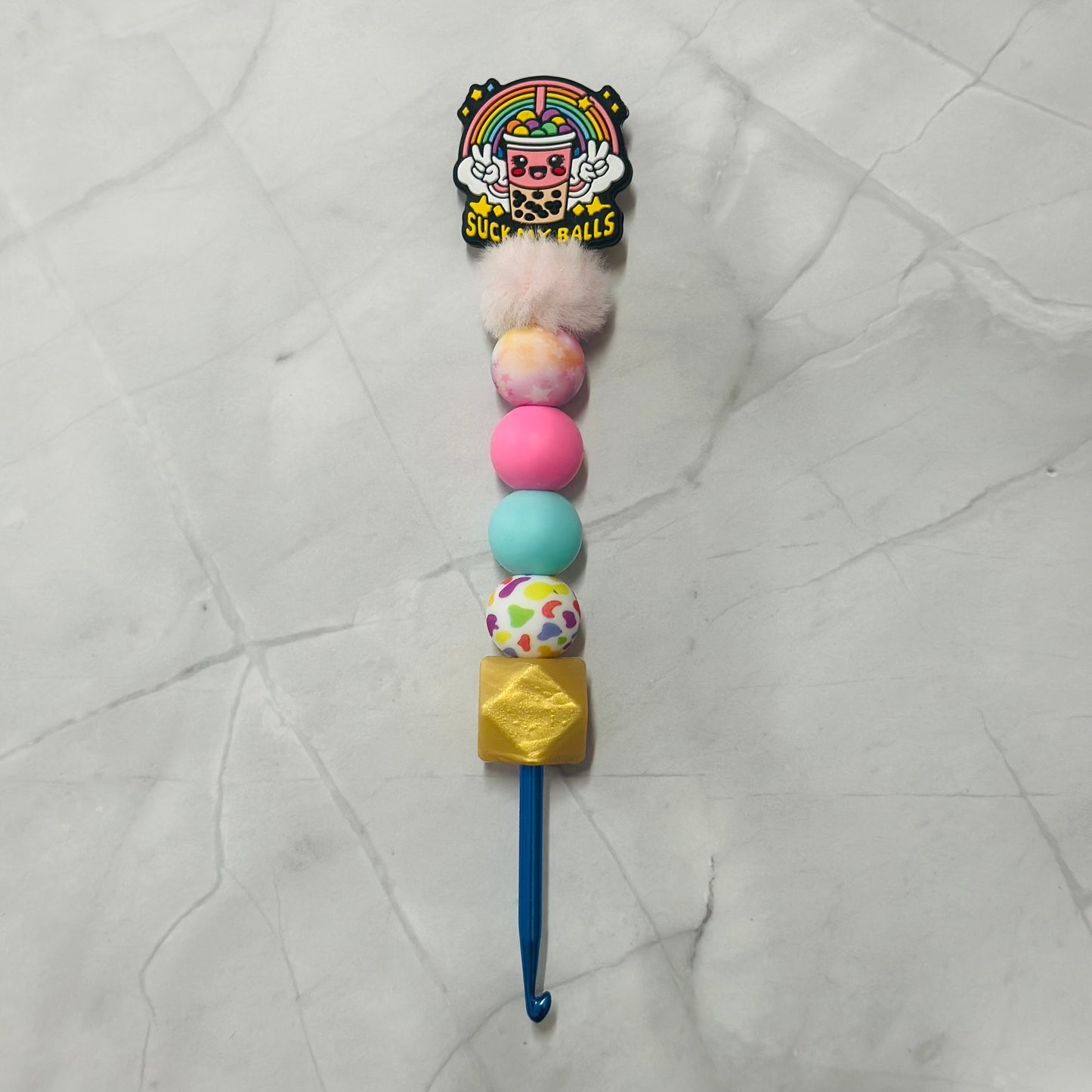 Silicone Bead ergonomic Crochet hook - 3mm - 5.5mm - Suck my (boba) Balls