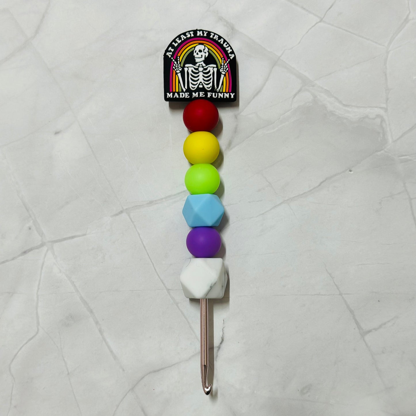 Silicone Bead ergonomic Crochet hook - 3mm - 5.5mm - Trauma makes you funny