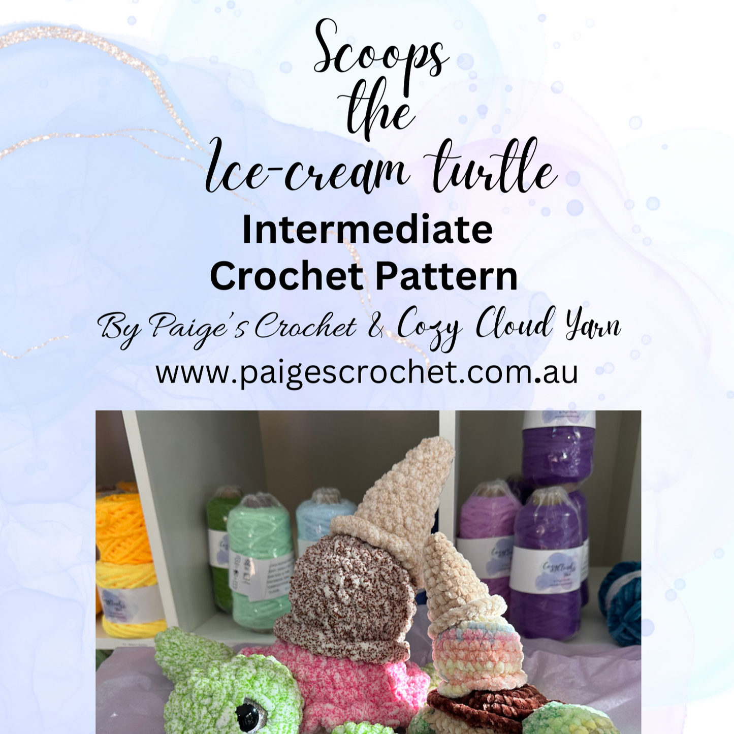 CROCHET PATTERN - Scoops The Ice Cream Turtle intermediate