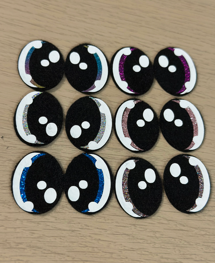 Cutesy Oval Felt eyes - 8 Pairs ( new pack size) - Mystery mix Colours