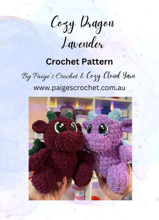 CROCHET PATTERN Cozy Dragon- Lavender