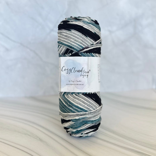 Black and white Ball of yarn with a label on a white background