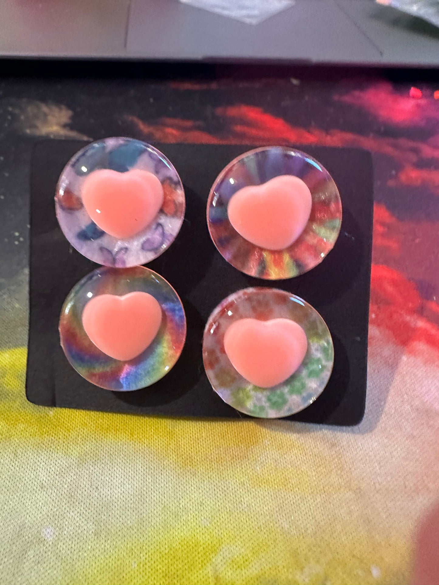 Centre Pink Heart shaped Pupil Sinker Safety eyes two pairs 25mm - 6Pk Prism Plates included