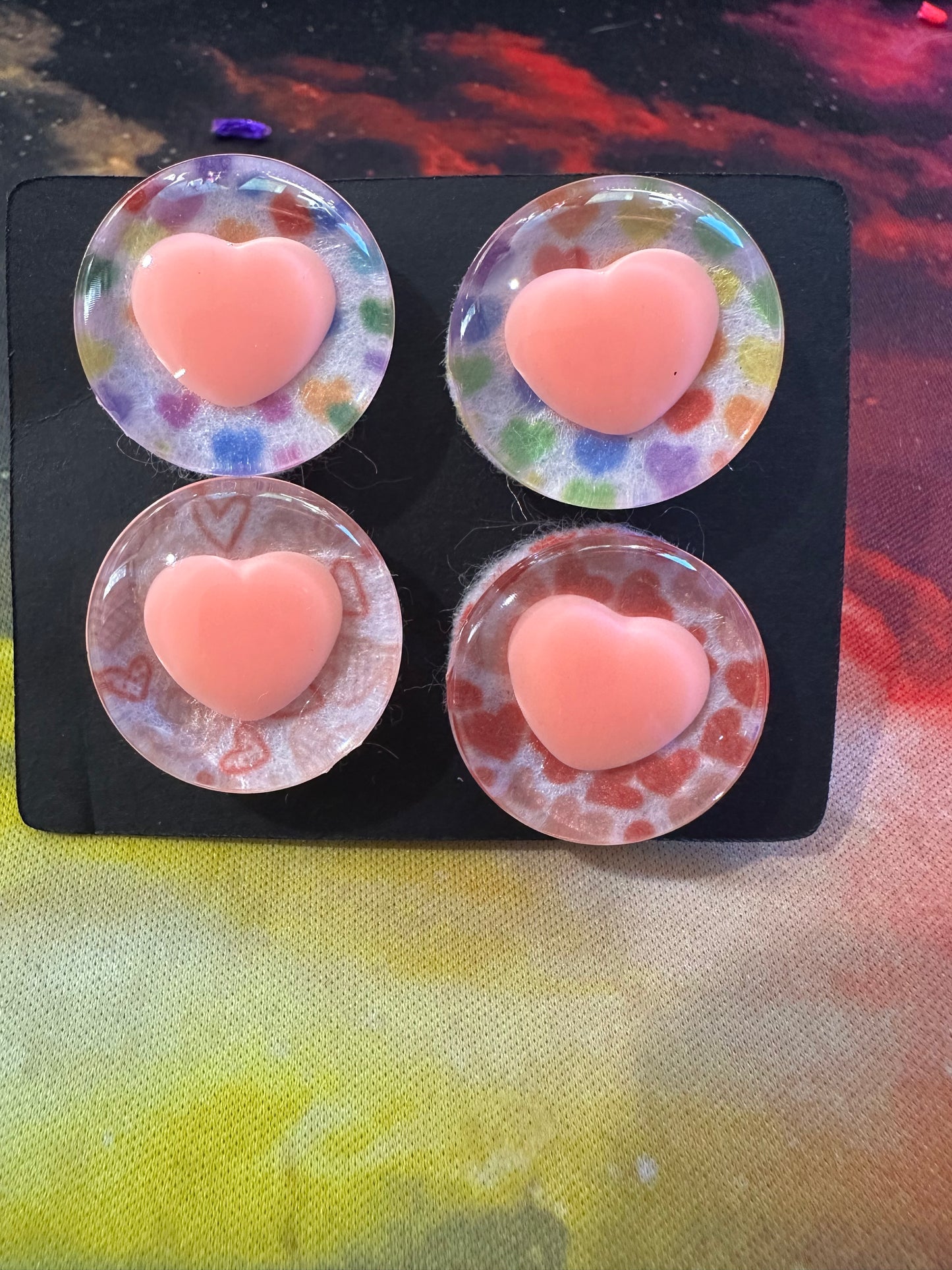 Centre Pink Heart shaped Pupil Sinker Safety eyes two pairs 25mm - 6Pk Prism Plates included