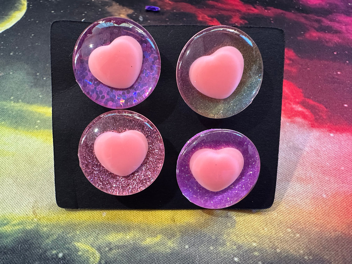 Centre Pink Heart shaped Pupil Sinker Safety eyes two pairs 25mm - 6Pk Prism Plates included