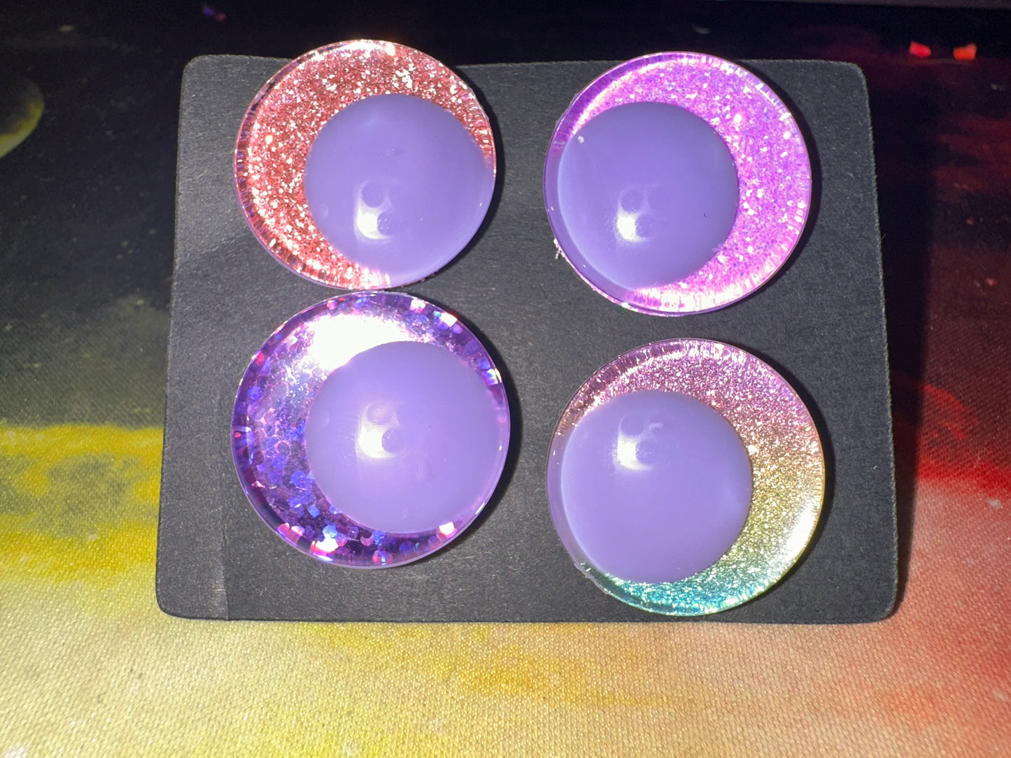 Off Centre PURPLE Pupil Sinker Safety eyes two pairs 25mm- 6Pk Prism Plates included