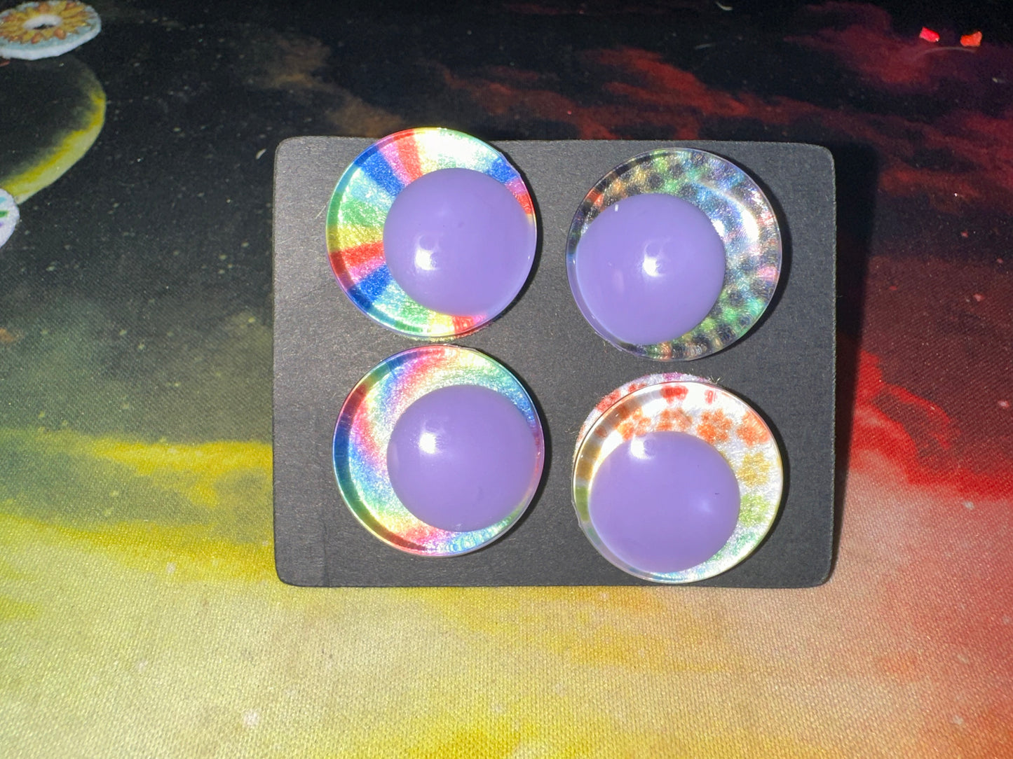 Off Centre PURPLE Pupil Sinker Safety eyes two pairs 25mm- 6Pk Prism Plates included