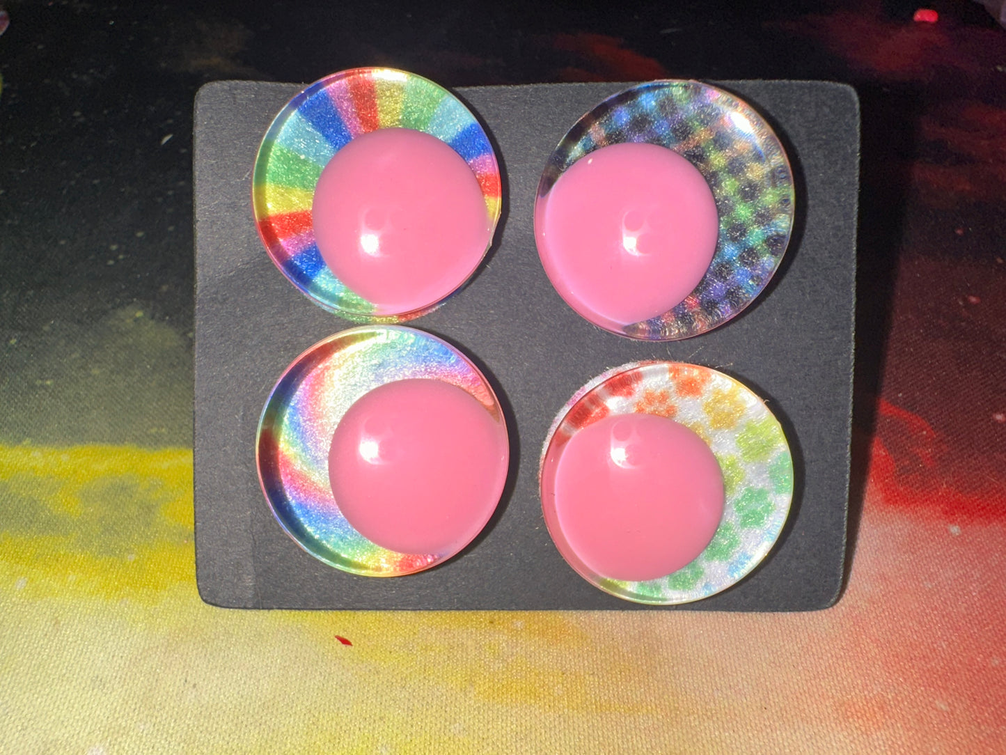 Off Centre Pink Pupil Sinker Safety eyes two pairs 25mm 6Pk Prism Plates included