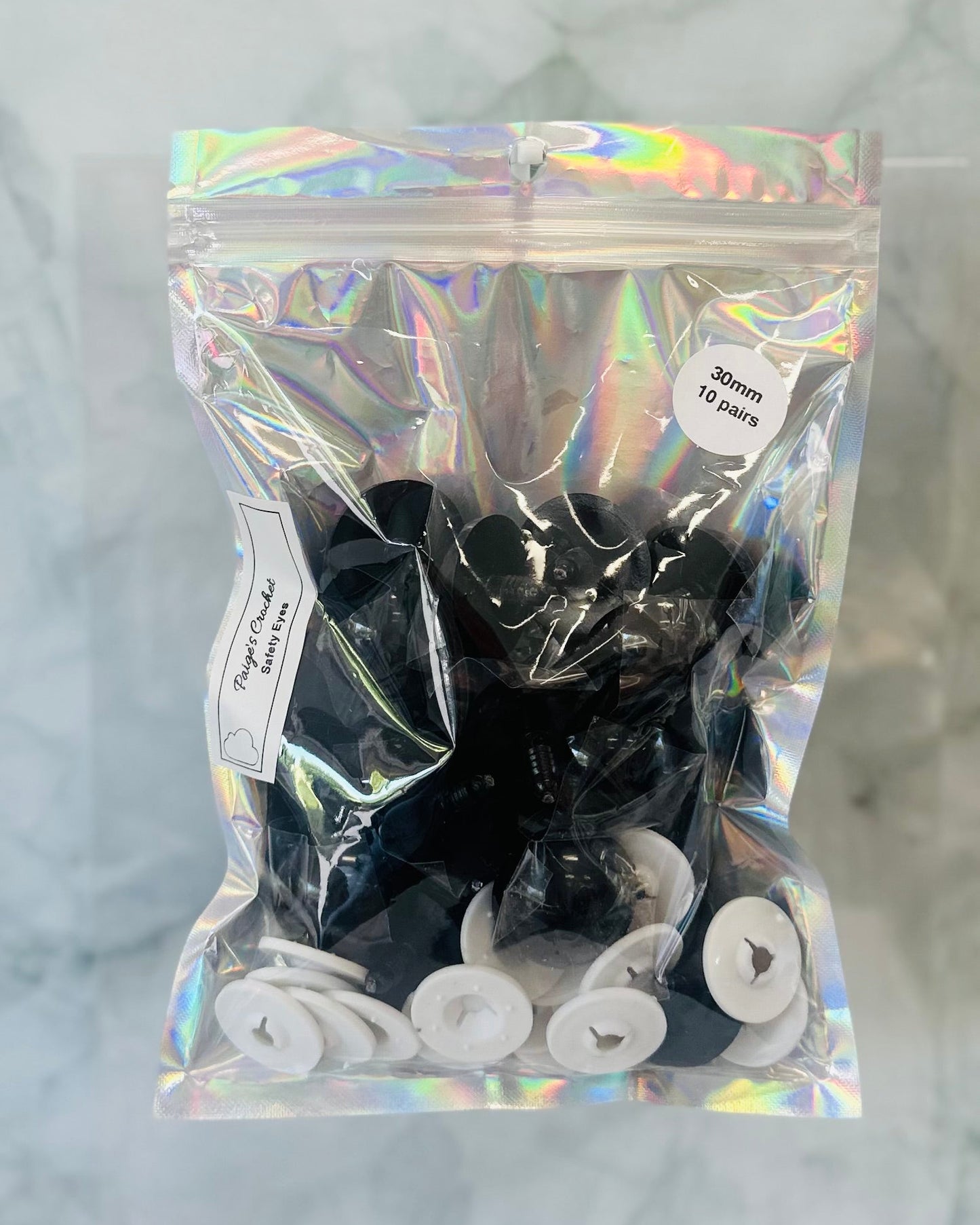 All Black Safety Eyes | 10 Pair Pack | Sizes 4.5mm–30mm