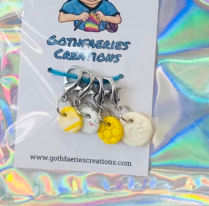 Clay Stitch Markers - Yellow Rounds - 4pk