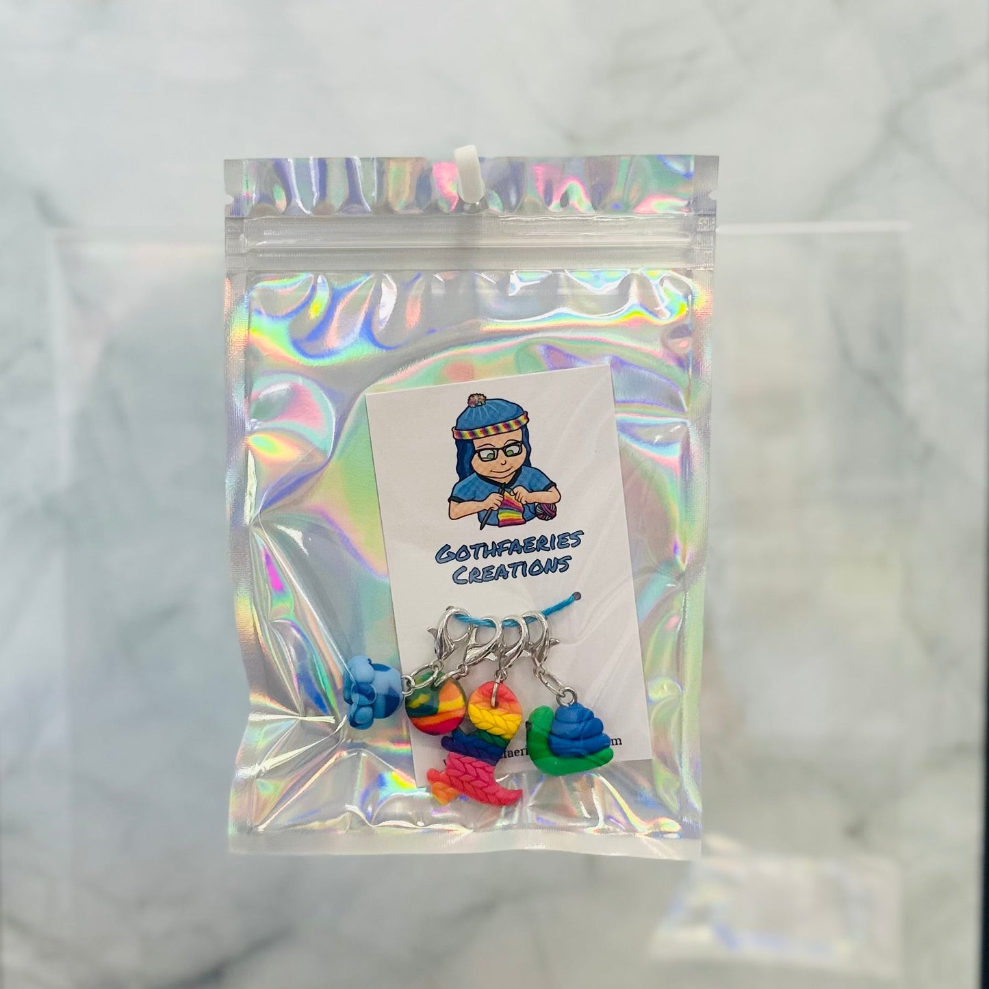 Clay Stitch Markers - Rainbow dinos