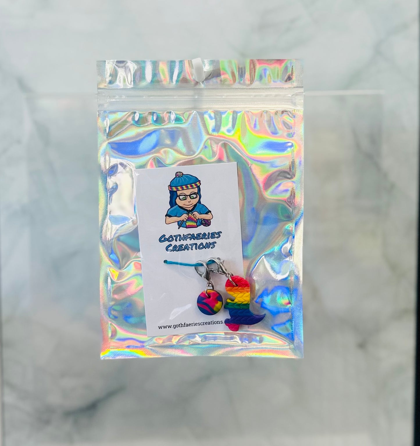 Clay Stitch Markers - Rainbow dinos