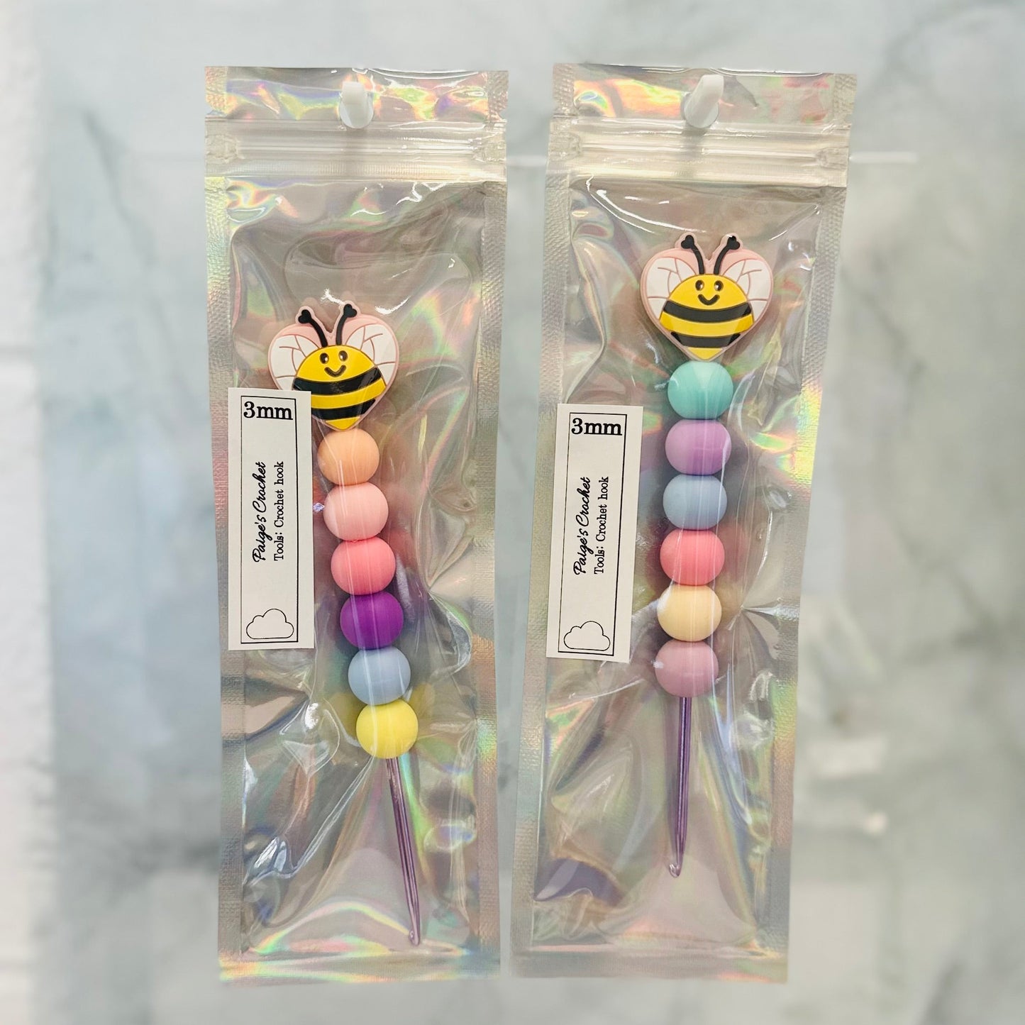 Silicone Bead ergonomic Crochet hook - 3mm - 5mm - Bee-loved