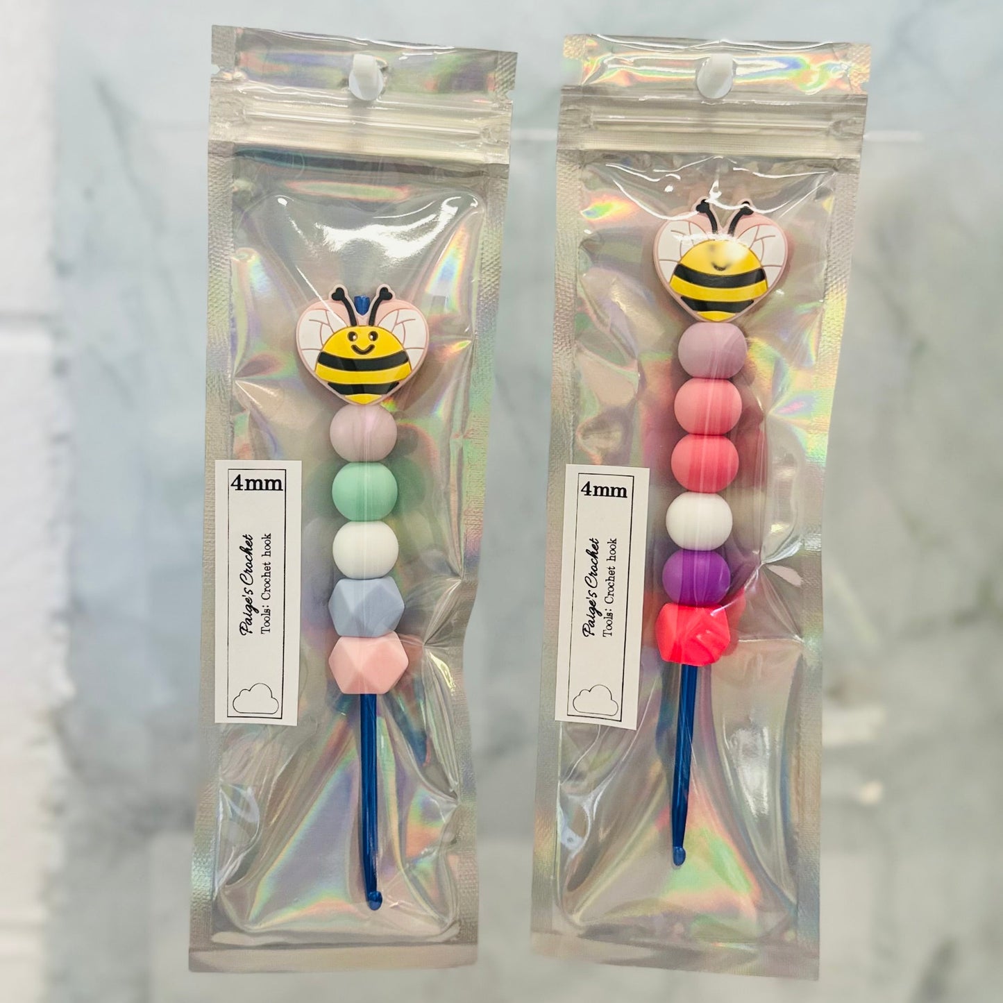 Silicone Bead ergonomic Crochet hook - 3mm - 5mm - Bee-loved