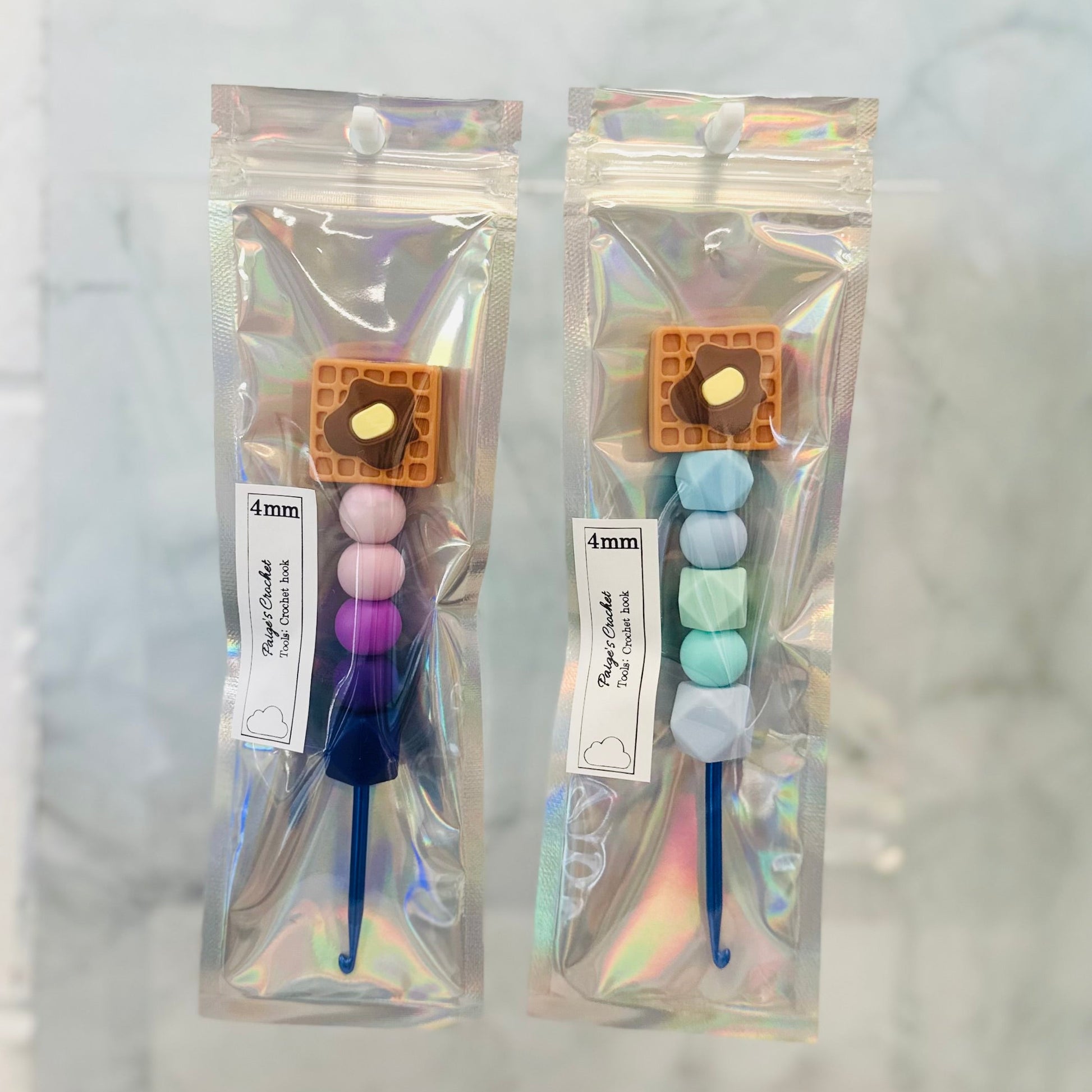 4mm silicone bed crochet hooks, with waffles