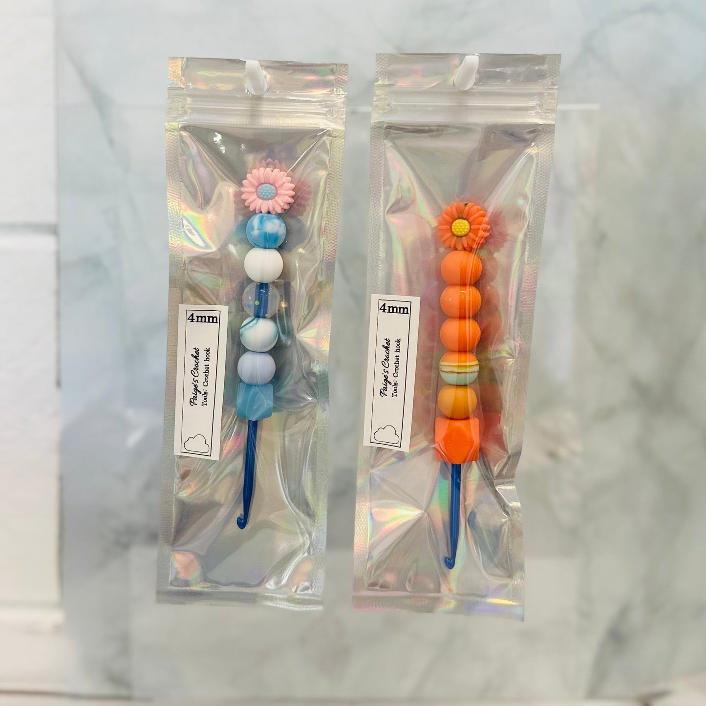 Silicone Bead ergonomic Crochet hook - 3mm - 5mm - Flower Garden