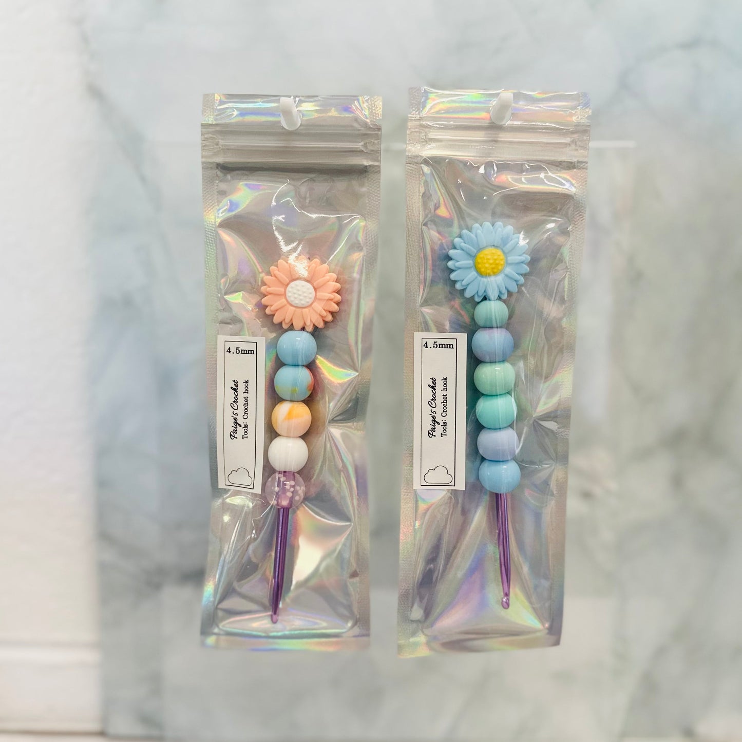 Silicone Bead ergonomic Crochet hook - 3mm - 5mm - Flower Garden