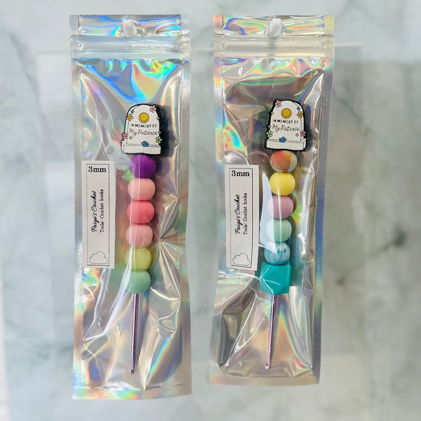 Silicone Bead ergonomic Crochet hook - 3mm - 5mm - In memory of my Patience