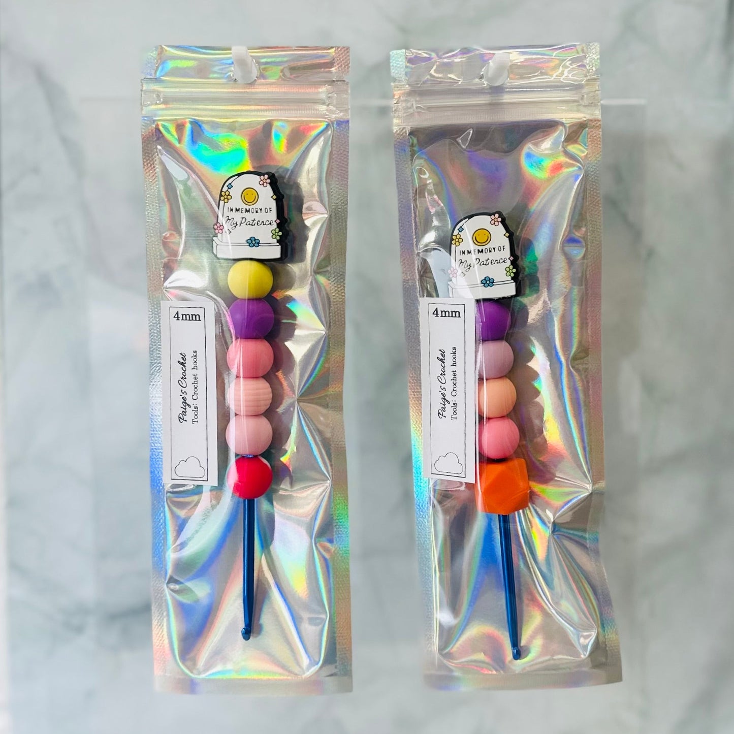 Silicone Bead ergonomic Crochet hook - 3mm - 5mm - In memory of my Patience