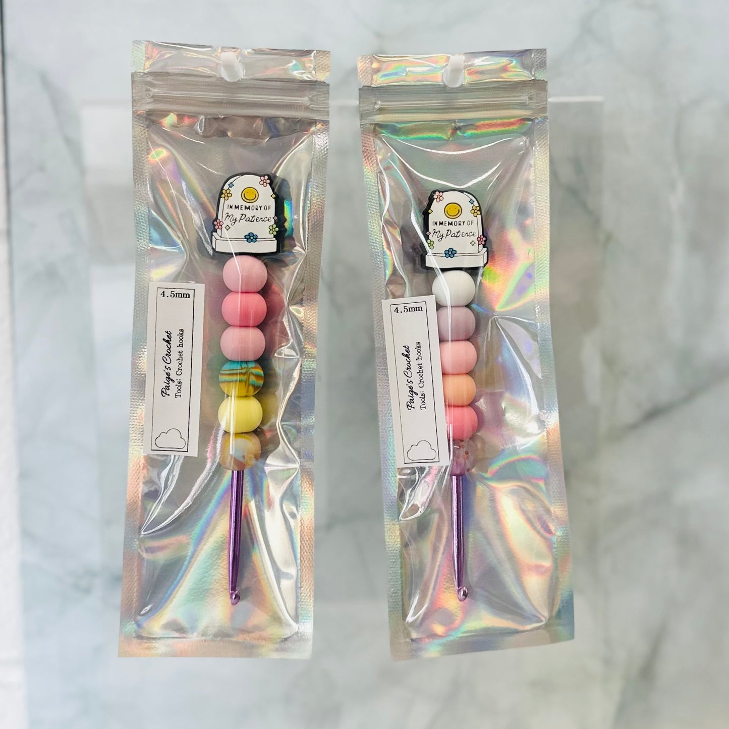 Silicone Bead ergonomic Crochet hook - 3mm - 5mm - In memory of my Patience
