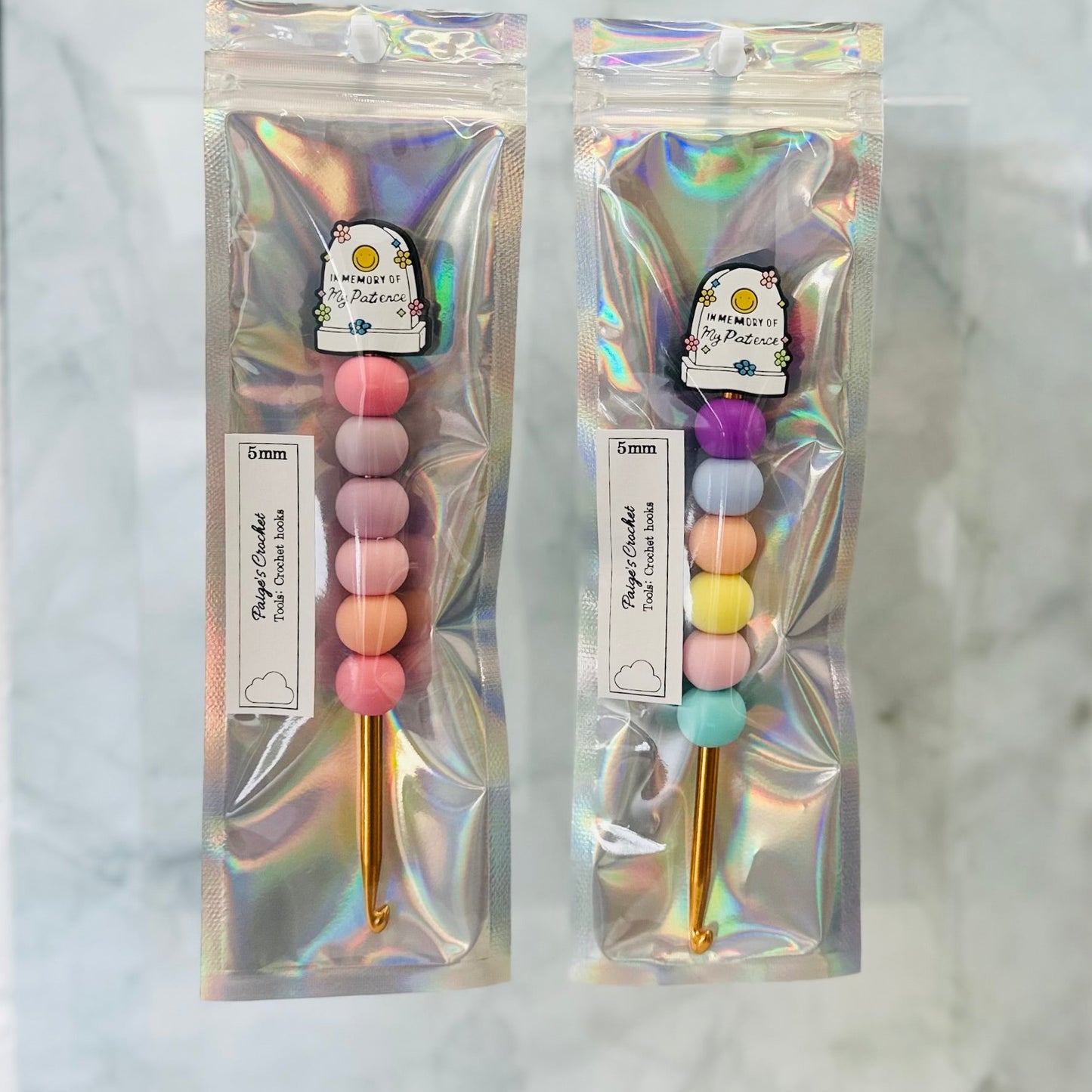Silicone Bead ergonomic Crochet hook - 3mm - 5mm - In memory of my Patience
