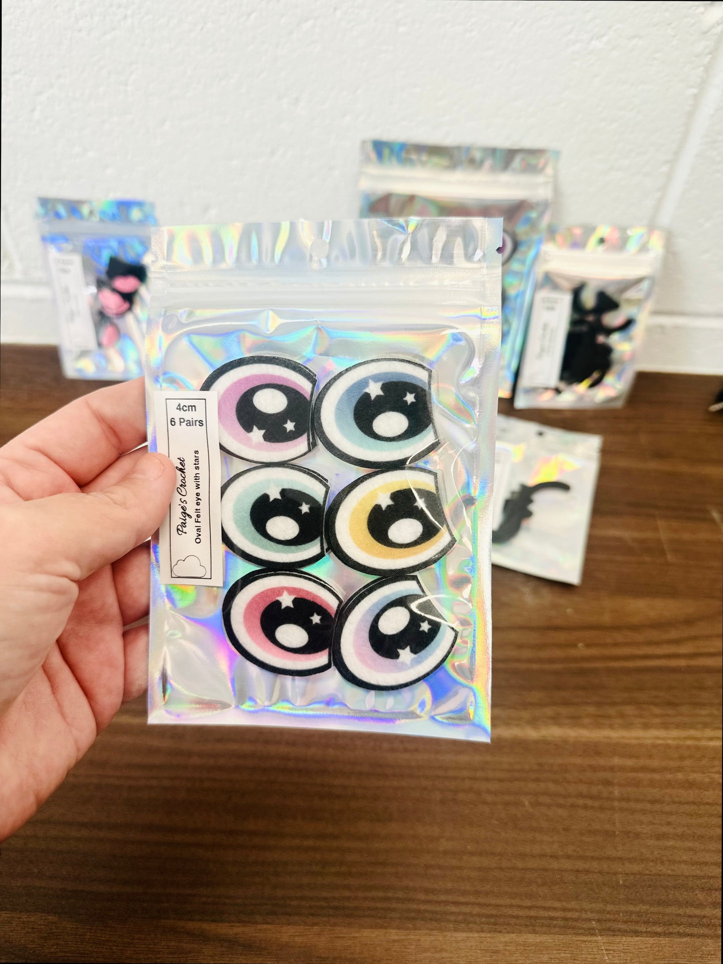 Oval Felt Eye with stars | 6pr | 4cm