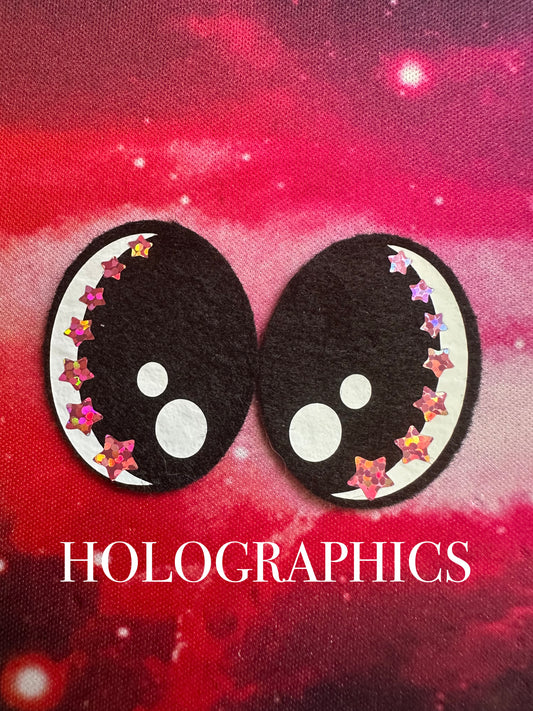 Stardust Oval Felt eyes 4 pairs -  HOLOGRAPHICS Safety eyes for Amigurumi plushies