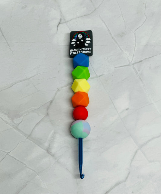 Silicone Bead ergonomic Crochet hook - 4.5mm - 5.5mm - Hang in there, its gets worse