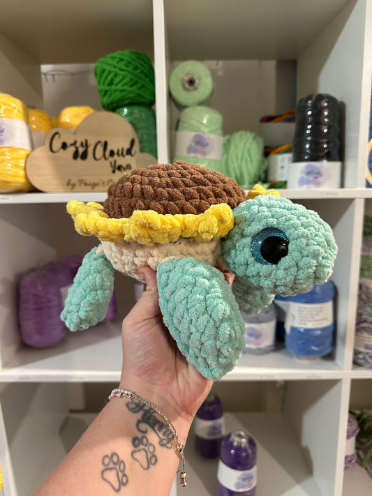 Sparkly Crochet Sunflower Turtle