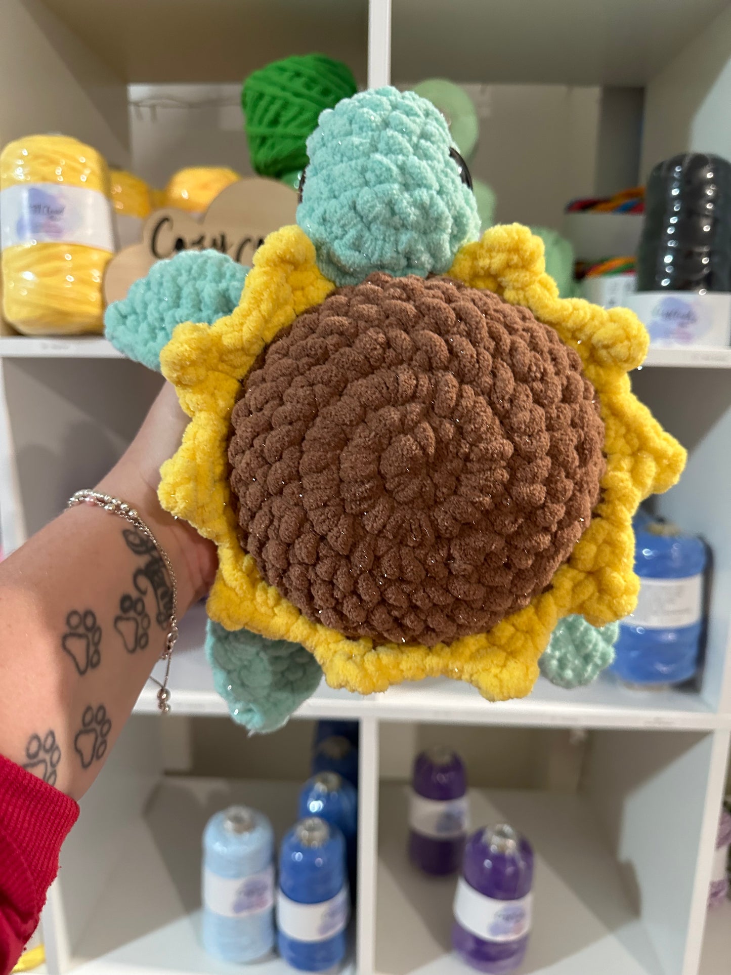 Sparkly Crochet Sunflower Turtle