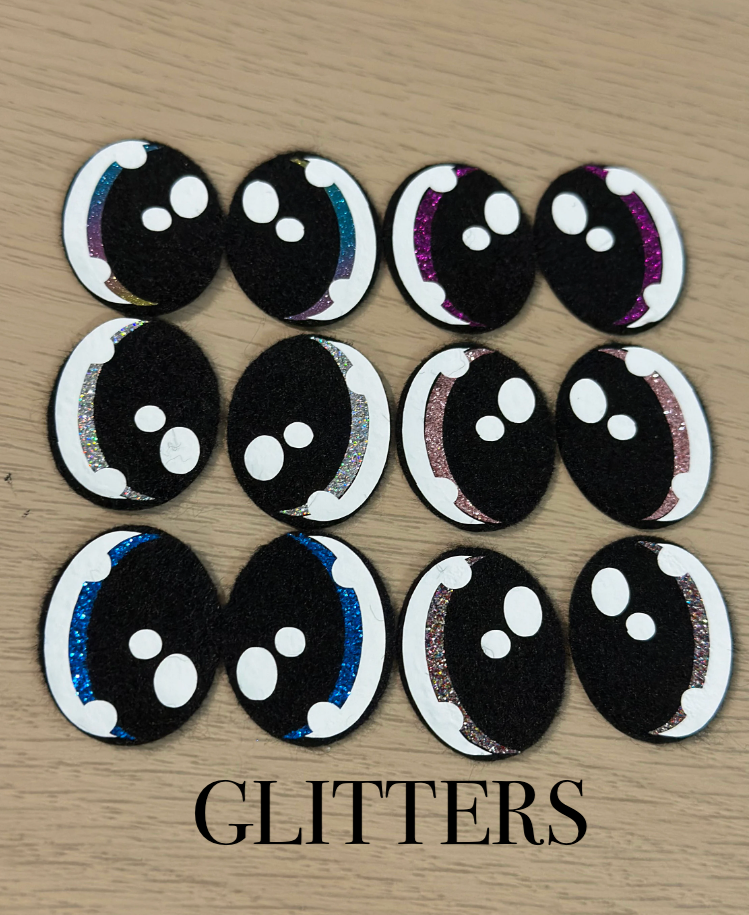 Cutesy Oval Felt eyes - 2cm-4.5cm - 4 Pairs - Mystery mix Colours